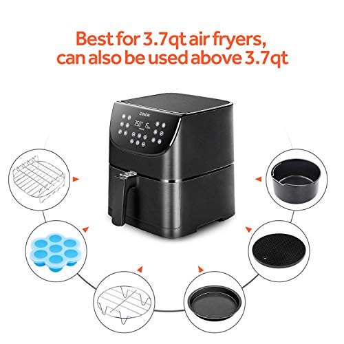 Image of COSORI Air Fryer Accessories, Set of 6 for Most 3.7Qt and Larger Oven Cake&Pizza Pan, Skewer Rack, Nonstick, Dishwasher Safe Black