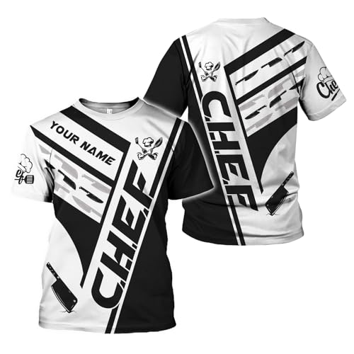 Personalized Chef Shirt Master Chef 3D Shirts Custom Name Chef Utility Tshirt Chef Cook, Uniforms for Chef, Master Chef Gifts (Polyester Blend, Chef 10)