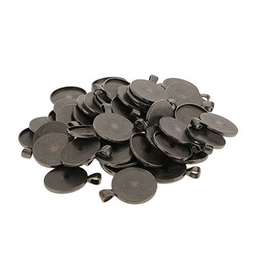 Tenlacum 50pcs Runde Lünette Anhänger Tabletts Cabochon Fassung Anhänger Rohlinge 25 mm Schwarz Cover