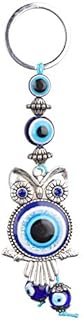 Evil Eye Keychain, 4.3in Owl Blue Evil Eye Key Ring Turkish Glass Amulet Charm Pendant for Man Woman Purse Handbag Bag Decoration Gift