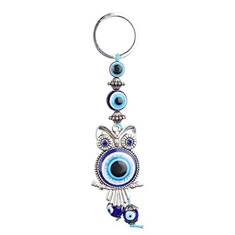 Hztyyier Nazar zawieszka Blue Evil Eye Owl Keychain breloczek do kluczy tureckie szkło amulet charms zawieszka błogosławieństwo , kolor, jeden rozmiar