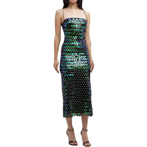 Robe à paillettes multicolores femme robe de fête bustier moulante pour soirée chic