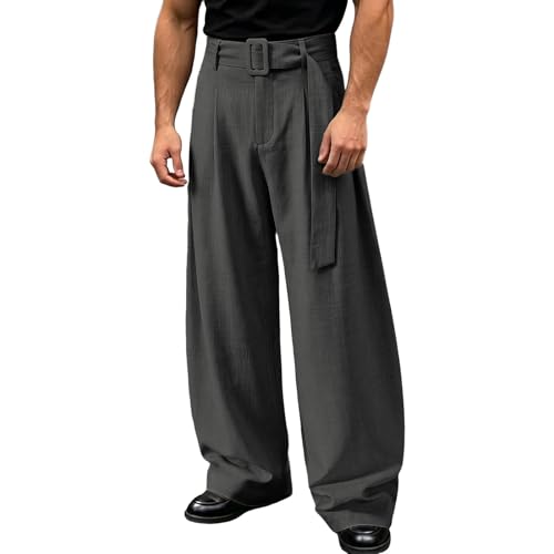 Pantalon décontracté homme coupe incurvée large coton toutes saisons