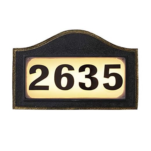 Melunar Solar Powered Address Numbers Signs, Lighted House Address Numbers Sign, Waterproof Resin Plaque Outdoor Lights for Houses, Garden, Street, Yard and Home