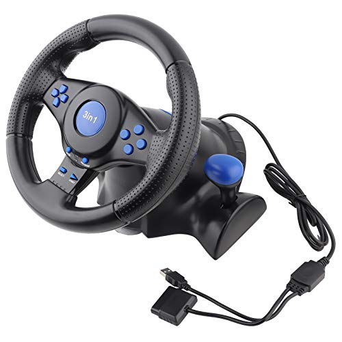 Racing Wheel, PC Steering Wheel with Pedal For Xbox 360 For PS2 For PS3  PC,180 Degree Steering Rotation Gaming Racing Steering Wheel 