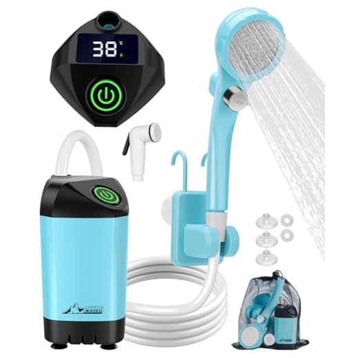 WADEO Portable Shower Camping Shower Outdoor Camp Shower Pump, Electric Rechargeable Portable Camping Shower, Powered by Rechargeable Battery for Camping, Hiking, Traveling