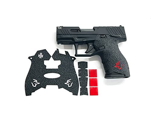 Handleitgrips Gun Grip Tape Compatible with Taurus TX22Compact | Black Textured Rubber Pistol Grip Tape with Red Inserts | Gun Accessories | Veteran Owned