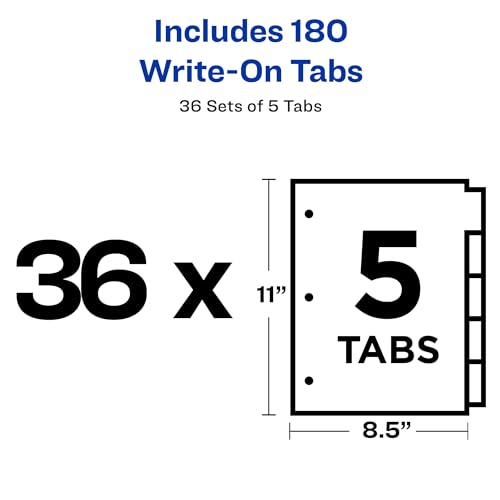 Avery® Write & Erase Dividers, 5-Tab, White, 36 Sets by Avery - Used condition - Image 5