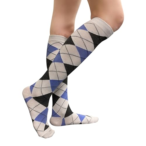 Image of Couver Women's Argyle Knee High Socks - Soft Acrylic Over the Calf Tube Style Socks for Casual Athletic - One Size