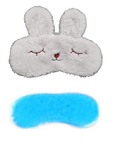 Image of Jenna Fur Bunny Ice Gel Sleepingeye Mask For Insomnia, Meditation, Puffy Eyes And Dark Circles,Grey