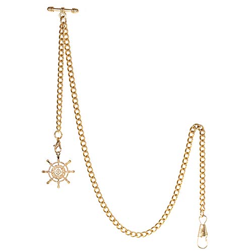 TREEWETO Men's Albert Chain Pocket Watch Curb Link Key Chain