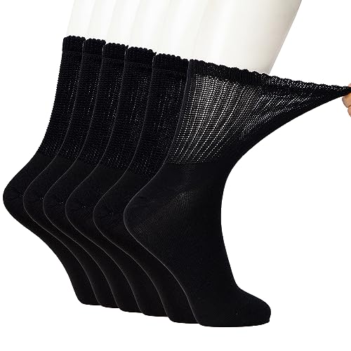 Image of +MD Bamboo Viscose Ankle Diabetic Socks for Men & Women, 6 Pairs, Soft Cushioned, Non-Binding Loose Top, Extra Wide