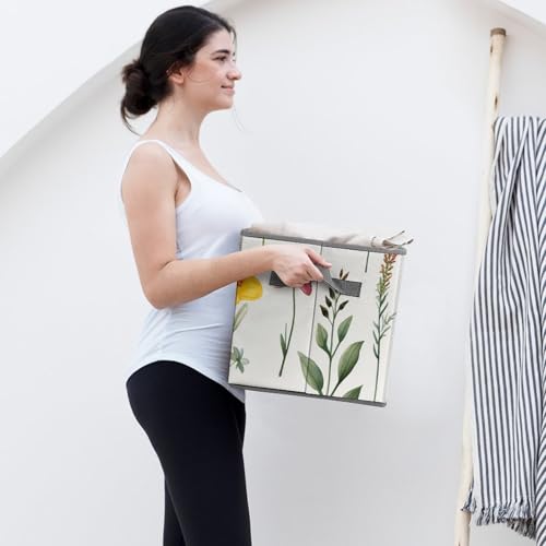 Cube de rangement pliable tissu avec poignees paniere stable - 8