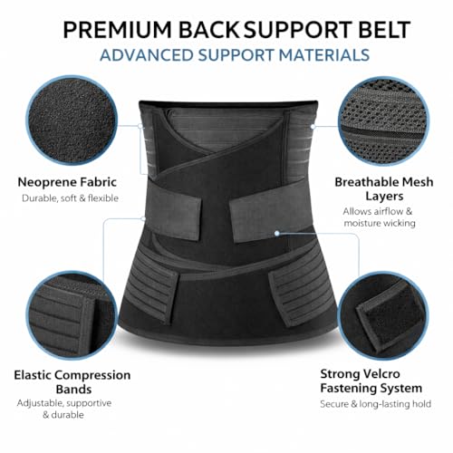 Image of 3-in-1 Postpartum Belt for Women - Post Pregnancy Belly Binder, Waist & Pelvic Support - C Section Recovery, Tummy Tightening, Back Pain Relief - Adjustable Fit - Black-XXL