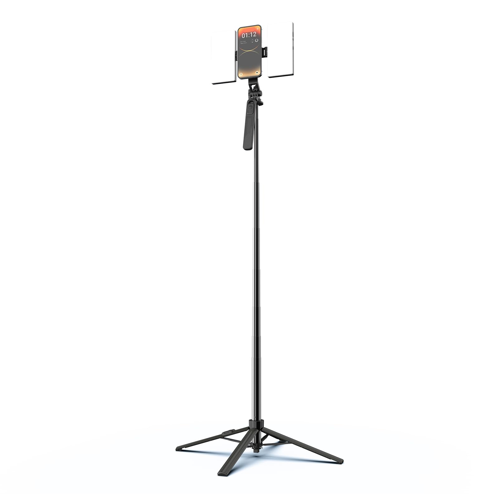 Bastone selfie estensibile telecomando selfie stick allungabile con telecomando asta telescopica con magnetico treppiede 1,7 m 2 luci LED per telefono vlog