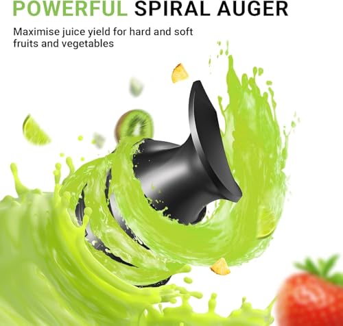 Image of AMZCHEF Cold Press Juicer, Juicers Machines - 3.2 inch Large Feed Chute for Whole Fruits & Vegetables, Stainless Steel Slow Masticating Juice Easy to Clean, Large Auger, Double Strainers