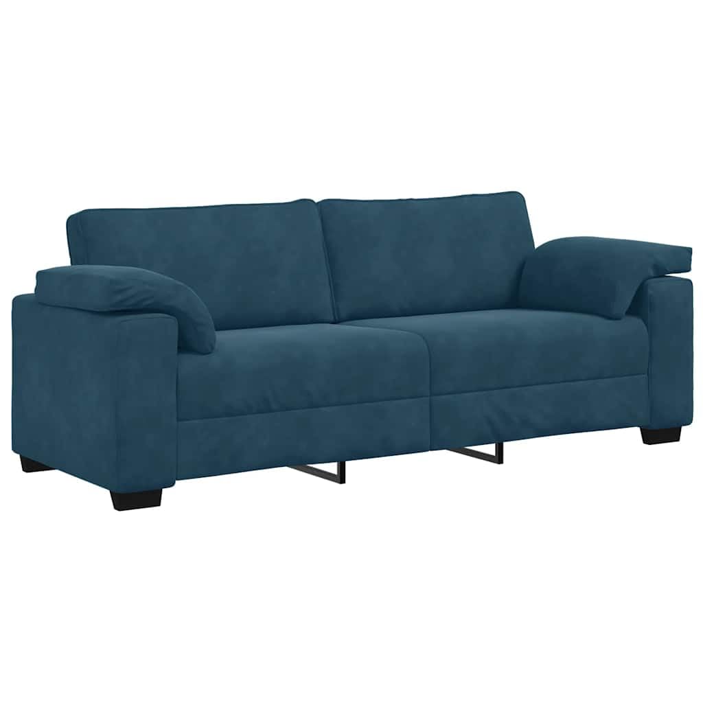 Set di 2 divani con cuscino, in velluto blu, arredo imbottito moderno, per soggiorno, camera degli ospiti e salotto, comodo divano ad angolo, divano letto, panca relax, struttura stabile