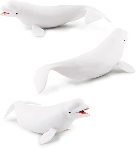 Miniatura 6 de Figura de ballena Beluga simulada, animales marinos, criaturas animales del océano sólido, juguetes educativos de mar para niños pequeños (ballena