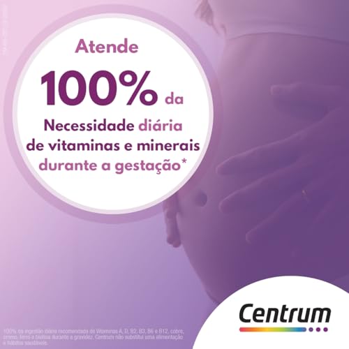 Centrum Maternity 3 em 1 Multivitamínico, Suplemento Alimentar para Mães Com Vitamina C, Vitamina D