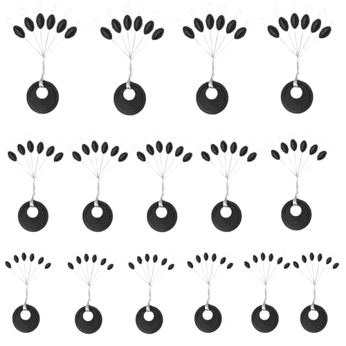 900PCS 6 in 1 Rubber Bobber Stops Tough Tear-resistant Bobber Stopper Tight Slip-proof Stops fot Fishing Line L M and S Size Universal Tackle for Freshwater Saltwater Anglers Float Stop Kit (Black)