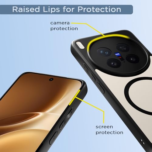 Image of Amazon Basics Back Cover for Vivo X300 Pro 5G Compatible with Mag-Safe | Shockproof Design | Hard Transparent Back Case (Black Mag-Safe)