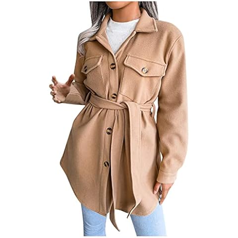 Women's Winter Coat Fleece Jacket Button Down Lapel Blazer Casual Business Office Blazer Outerwear Cover