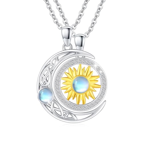 【Collana dell'amicizia per 2 specifiche】 Ciondolo sole e luna 22 x 22 mm, lunghezza catena 18 pollici + 2 pollici regolabile.