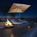 MONDAWE Outdoor Solar LED Patio Umbrella 10 x 6.5 FT Rectangular Market Umbrella with Lights? Tilt and Crank Aluminum Commercial Table Umbrella for Pool Backyard Balcony