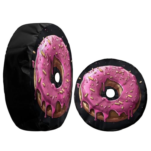 Image of Delerain Spare Tire Cover with Backup Camera Hole Cute Pink Donut Wheel Covers Waterproof Dust-Proof UV Sun Universal Fit for Jeep Trailer RV SUV Truck (18 Inch for Diameter 32 inch-34 inch)