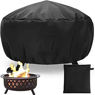 Fire Pit Cover, Outdoor Fire Bowl Cover Waterproof Heavy Duty Oxford Fabric with Thick PVC Coating, Adjustable Drawstring (85 * 40cm)