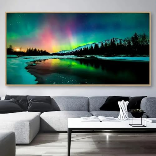 Paysage sous les nuages enneigés : sublimez le salon avec cette toile