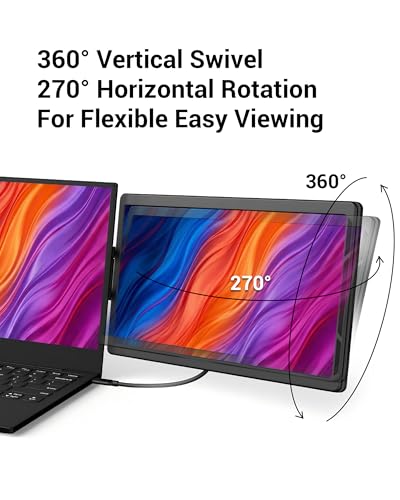 Image of Laptop Screen Extender, 13.3 inch FHD Portable Second Monitor for Laptop | 360 Rotation, Adjustable Stand, 1.38lbs Ultra-Slim Lightweight,Plug & Play, Mini HDMI /USB Type-C, Windows /Mac /Android