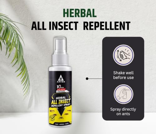 Image of Amish Herbal All In One Spray 100ml|10 Minutes Formula |Removes Entire Ant, Cockroach, Lizard, Bed Bugs, Spider, Bed Bugs|Powerful 100% Organic Insect Repellent Spray For Home Kitchen