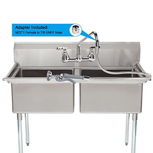 Tnroted 44 Inch Pre Rinse Sprayer Hose With Heat Resistant Handle For Commercial Kitchen Sink Faucet, Stainless Steel Commercial Pre Rinse Kitchen Dish Spray Faucet Hose Replacement Parts #TOP5