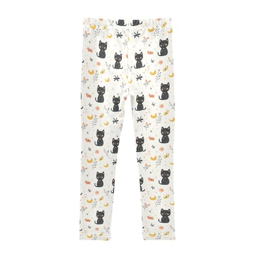 Girls Leggings Cats Flower Moon Soft Toddler Leggings for Girls Kids Pants Size 4T-10T2