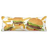 velumair Hamburger French Fries Body Pillow Cover Bedding Decorative Fast Food Body Pillow Case Cover 20x54 Inches Bed Decor Body Long Pillowcase with Zipper