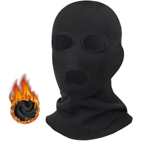 3 Hole Black Balaclava Face Mask Men Fleece Lined Ski Mask for Women Winter Full Head Mask Shiesty Mask Sun UV Protection Football Motorcycle Helmet Cover