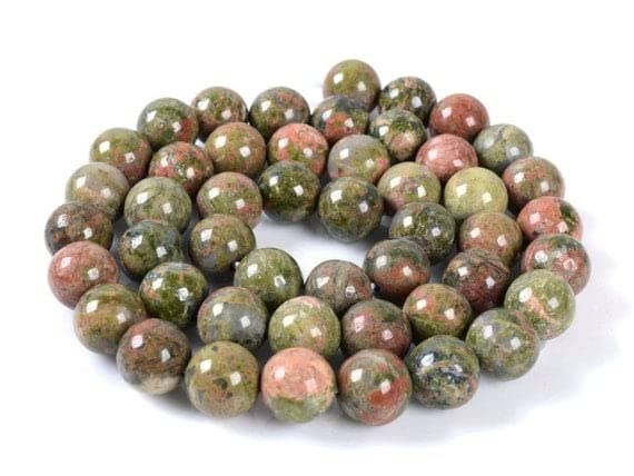 Perles Unakite 8mm en boule pour création bijoux