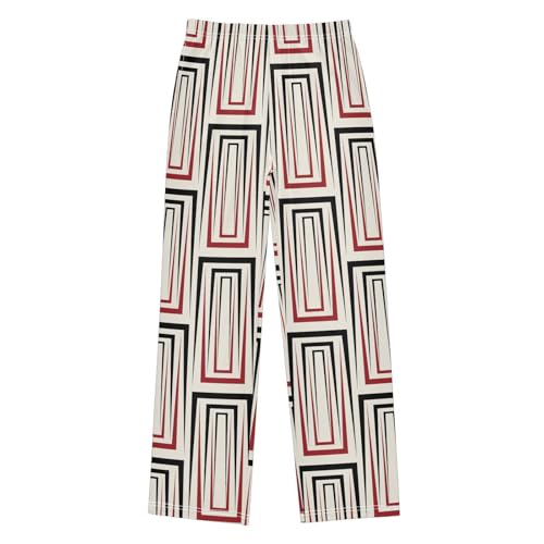 ZZXXB Geometry Print Boys Long Pants Soft Trousers Elastic Waist Kids Lounge Bottoms with Pockets S-XL