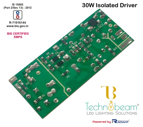 Image of TECHNOBEAM 30W driver,BIS certified Isolated driver 36V- 750 mA with Red & Black wire at Output for COB light, Zoom Light, Track Light, 1 x 1 Panel (Pack of 10)