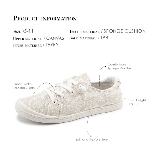 Image of FUNKYMONKEY Slip-On Canvas Sneakers for Women, Comfortable Lightweight Lace-Up Flat Casual Tennis Shoes Breathable Walking Shoes for Everyday Wear