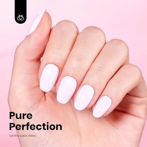 Image of Beetles Pink Gel Polish - HEMA-Free Cream Puff 8ML /0.27Fl Oz, Pastel Light Pink Gel Nail Polish, Soak Off UV LED Lamp Nail Art, Long-Lasting Manicure Salon DIY Home Bright Summer Nails