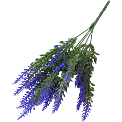 Bouquet di lavanda a 5 rebbi: include un bouquet artificiale realistico con cinque steli di lavanda realistici, ciascuno sagomato per imitare la lavanda naturale delle orecchie per un'autentica presenza botanica.
