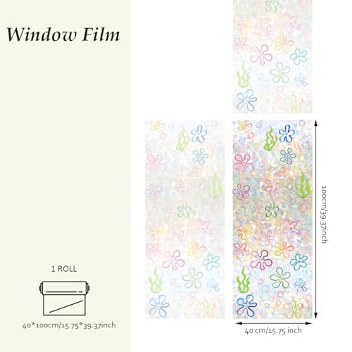 Vinilo decorativo para ventana Runtoo con efecto vitral floral grande miniatura 5