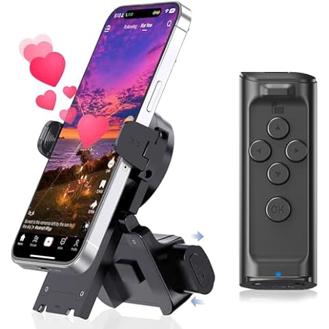 MILOUZ Remote Control Scrolling for Tiktok with Phone Stand,Page Turner for Kindle App E-Book,Bluetooth Camera Shutter Remote for iPhone, Android,iOS,iPad,Tablet (Black) Cover