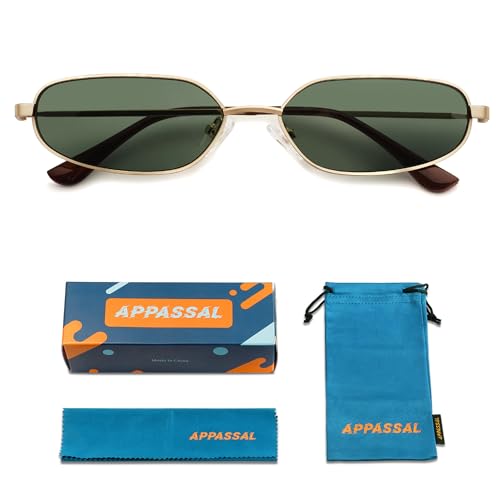 Image of Appassal Small Oval Sunglasses For Women Men Retro Rectangle Metal Sun Glasses AP3685