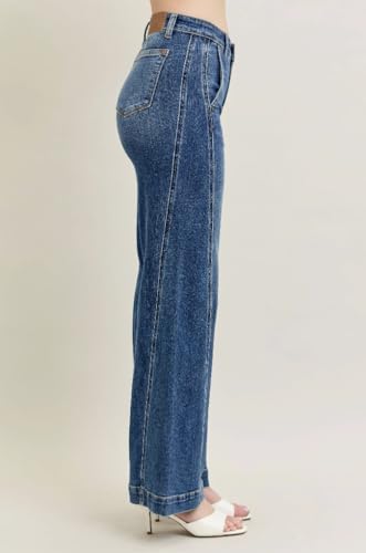 Judy Blue Dark Wash High Rise Wide Leg Jeans - Ivory Gem3