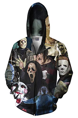 Bilicos Abrigo con Capucha Cremallera con Capucha Sudadera con Capucha Unisex Horror Movie Película de Terror