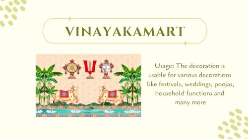 Image of varamahalakshmi Backdrop Cloth | Govinda Namam Pichwai Backdrop with Shanku Chakra Namam Festive Curtain 5x8 Feet | Background Decoration Cloth