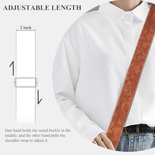 Hennaja Purse Straps Replacement Crossbody,Crochet Purse Strap for Handbags,Wide Shoulder Straps for Bags(5-Carved Light Brown)4